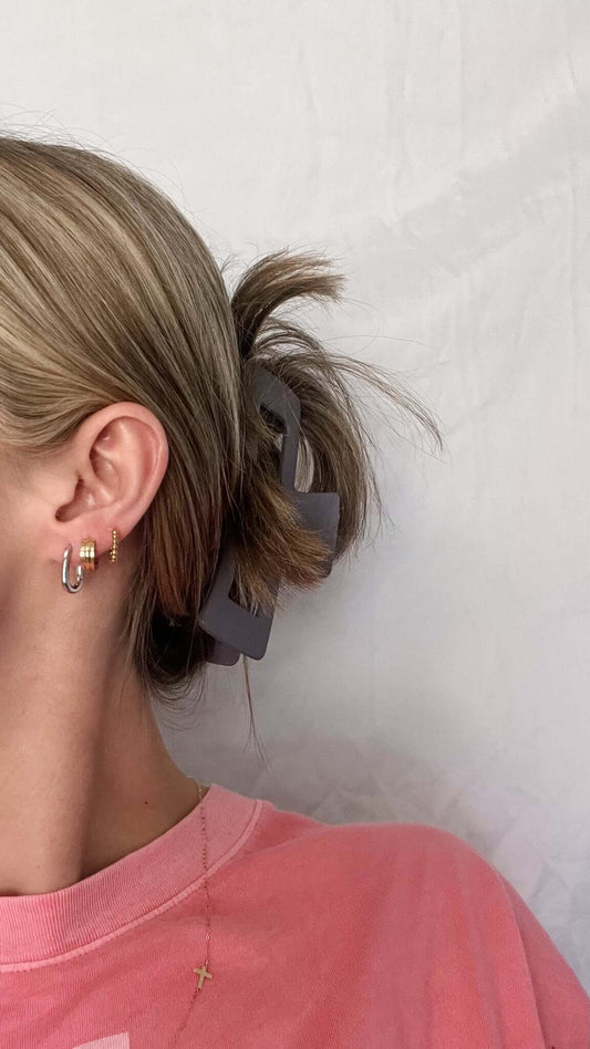 14kt Gold Filled Rectangle Huggies (Silver tone) - Mila Rose Boutique, LLC