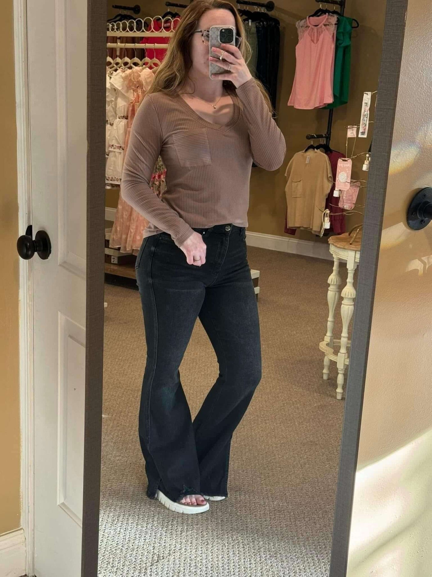 High Rise Slit Flare: Risen Jean