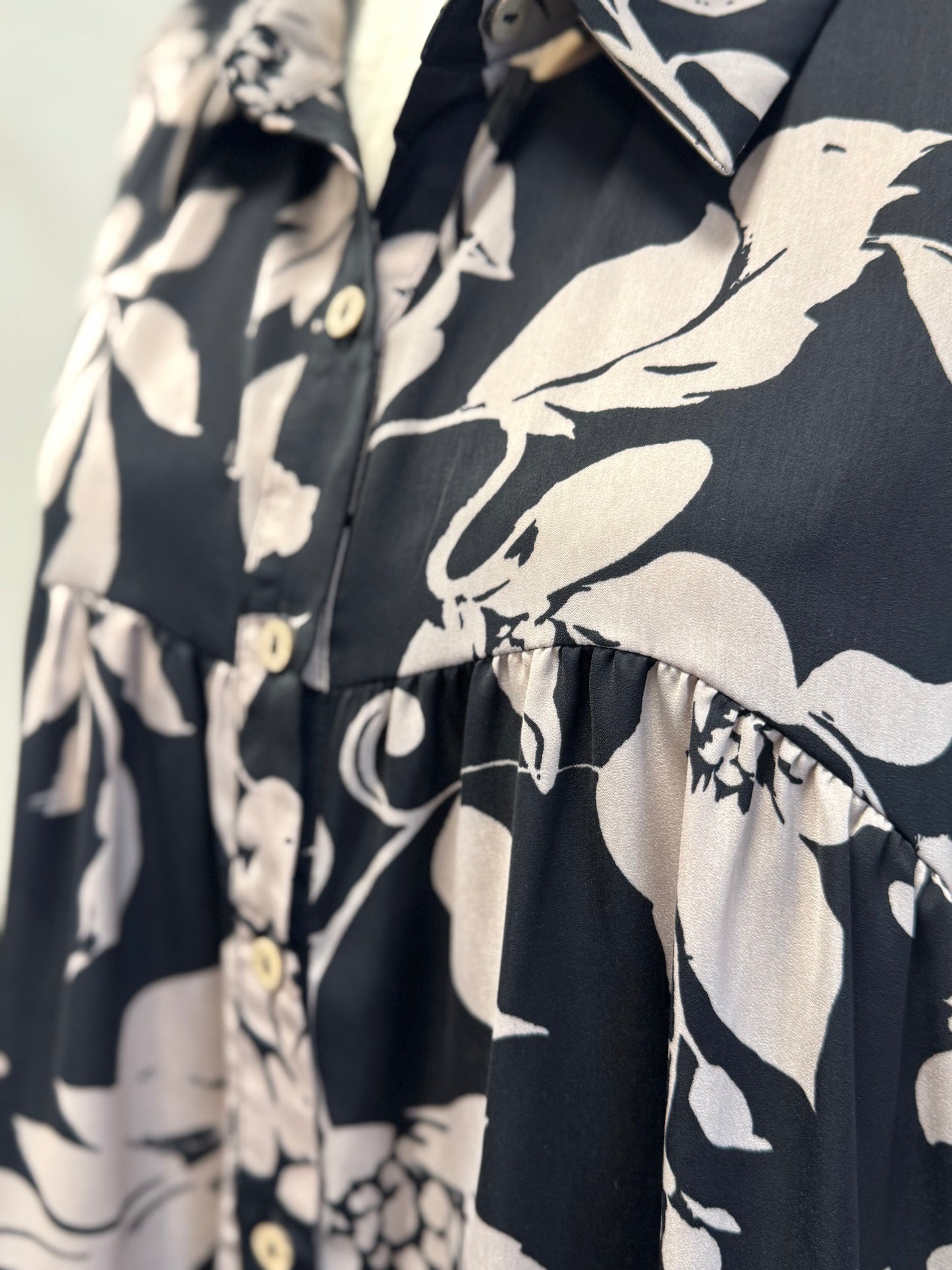 Tara Floral Printed Button Down Blouse