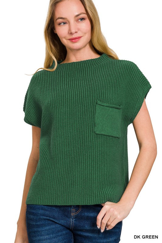 Mock Neck Green Sweater