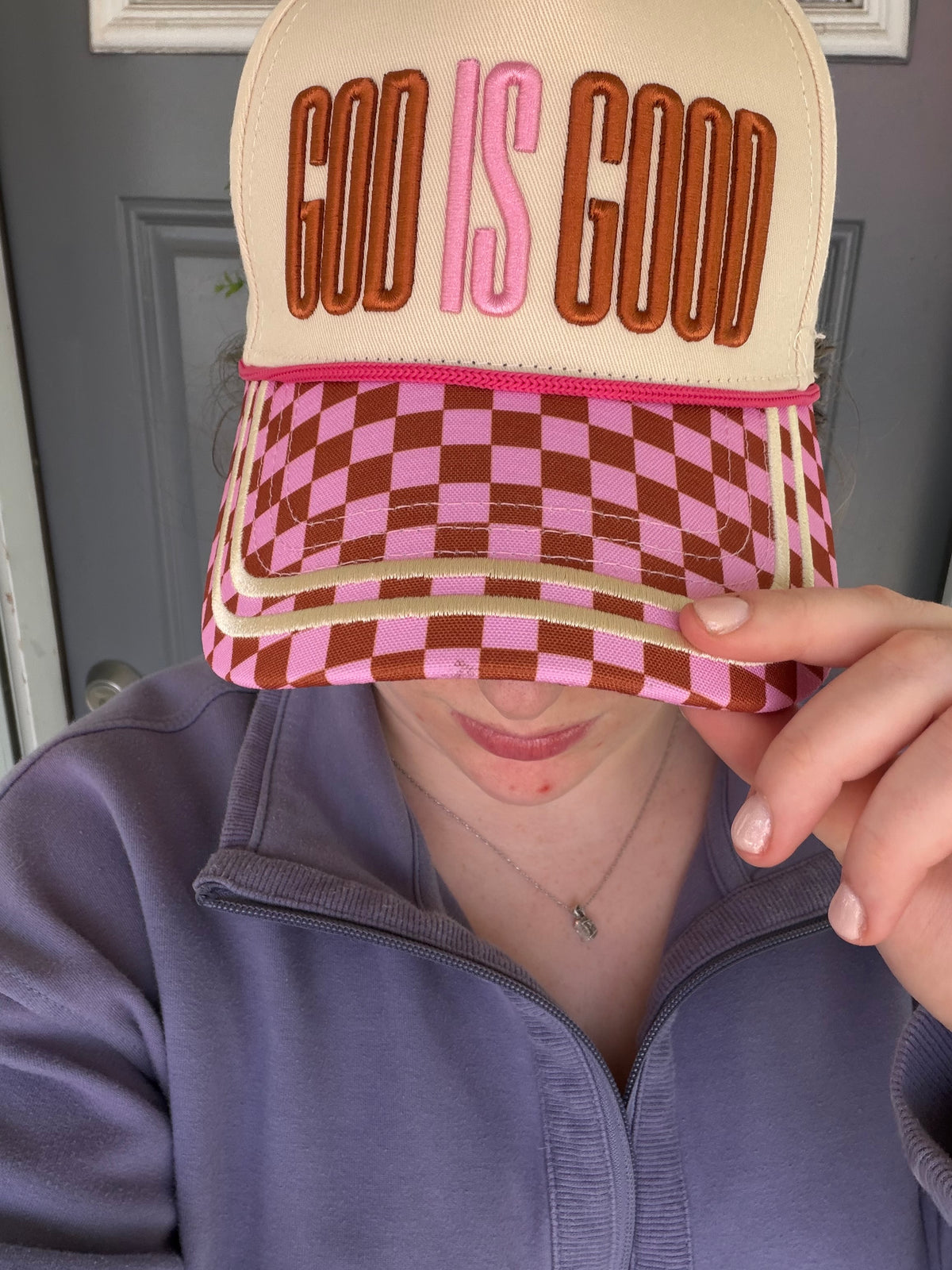 God is Good Checkered Hat