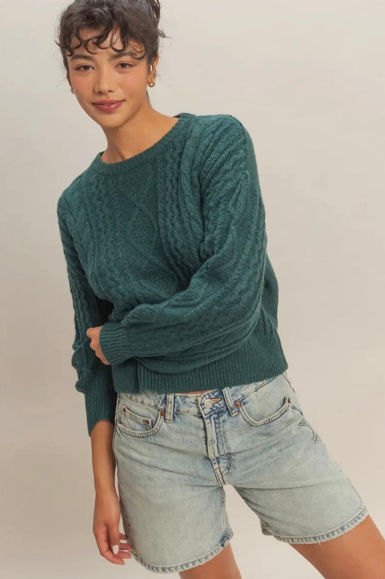 Jade Cable Knit Sweater