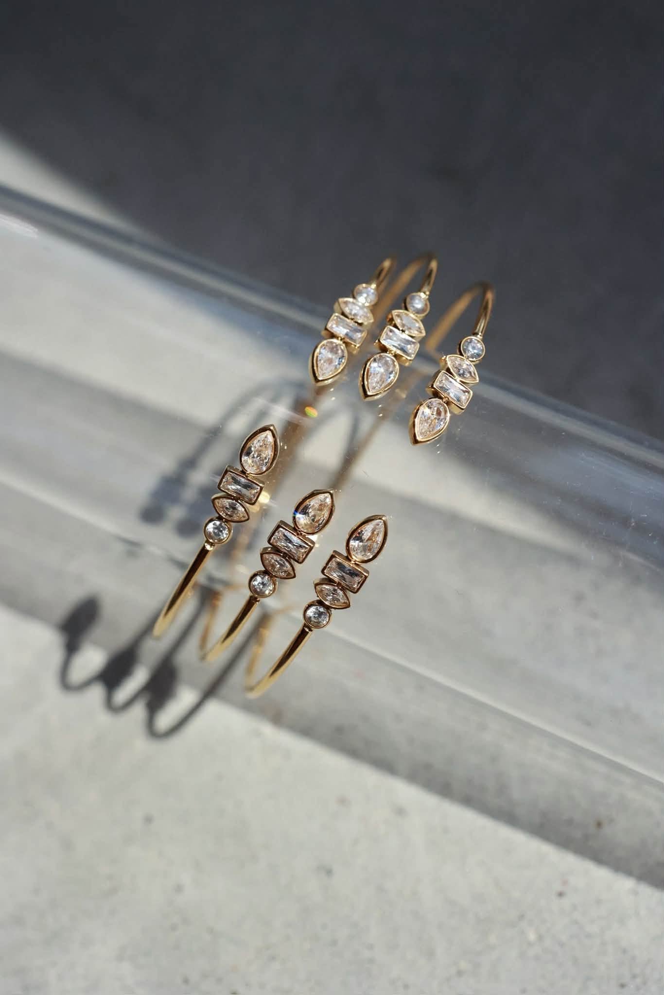 Dainty Fine Line CZ Cuff Bracelet