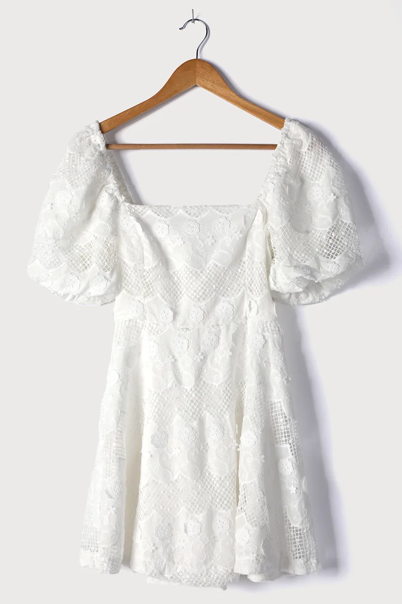 Lulu’s Bow Eyelet Mini Dress