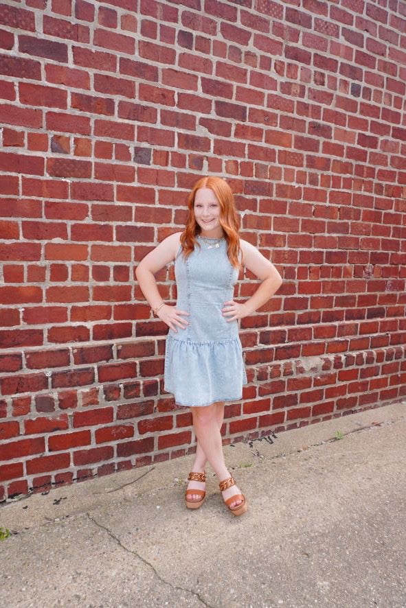 Ella Denim Flared Hem Dress