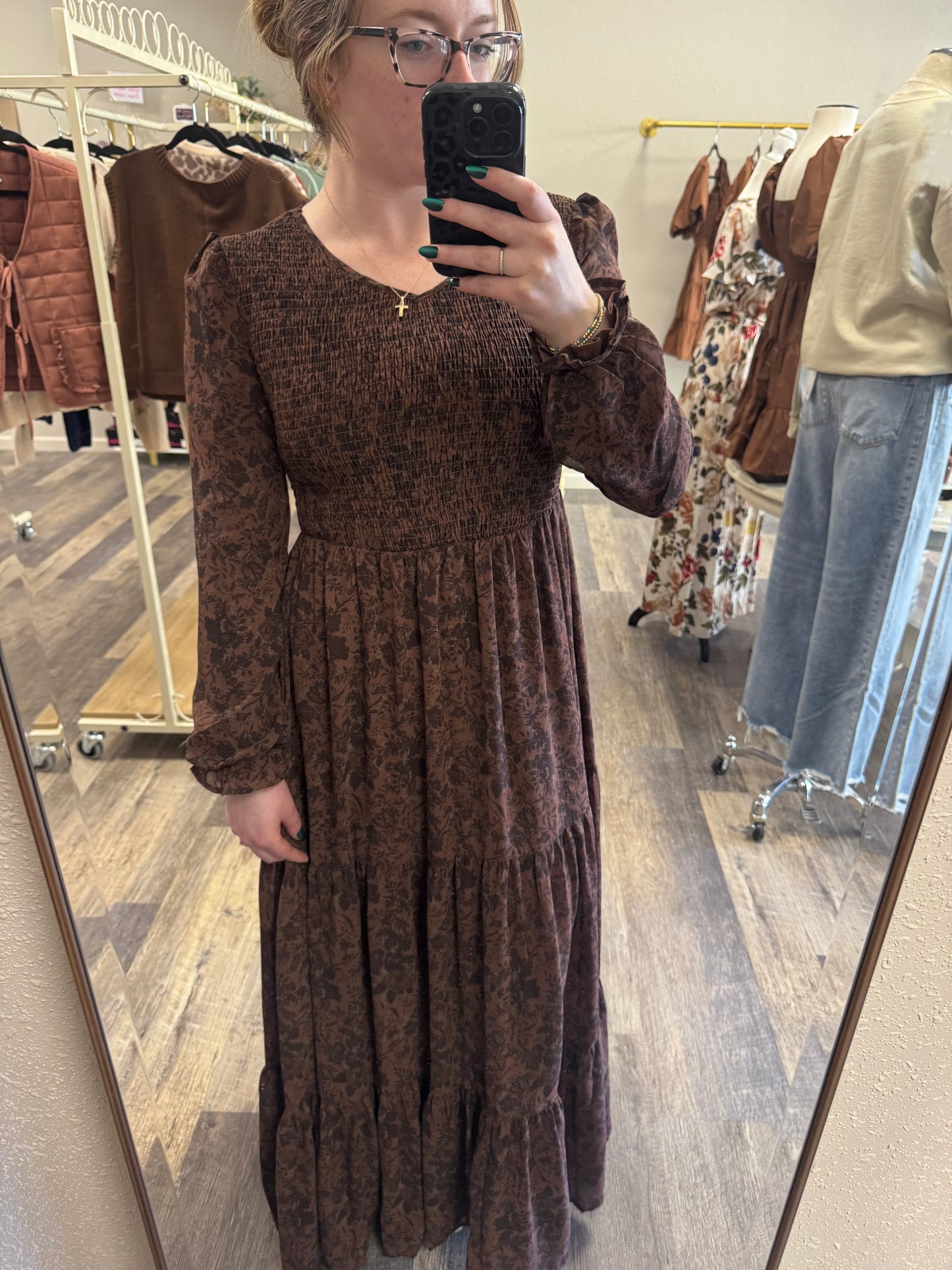 Aurora Brown Floral Maxi