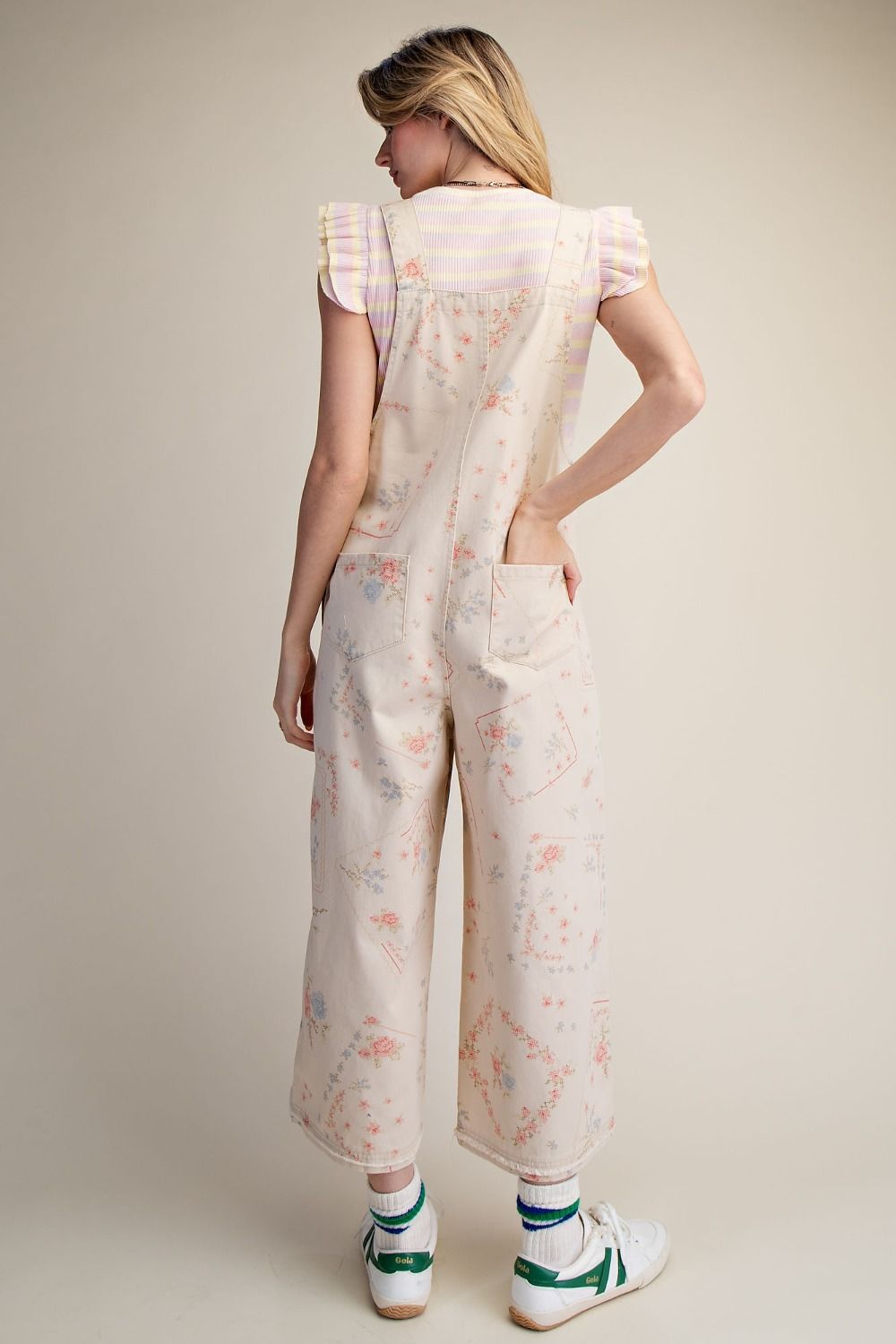 Easel Floral Overalls