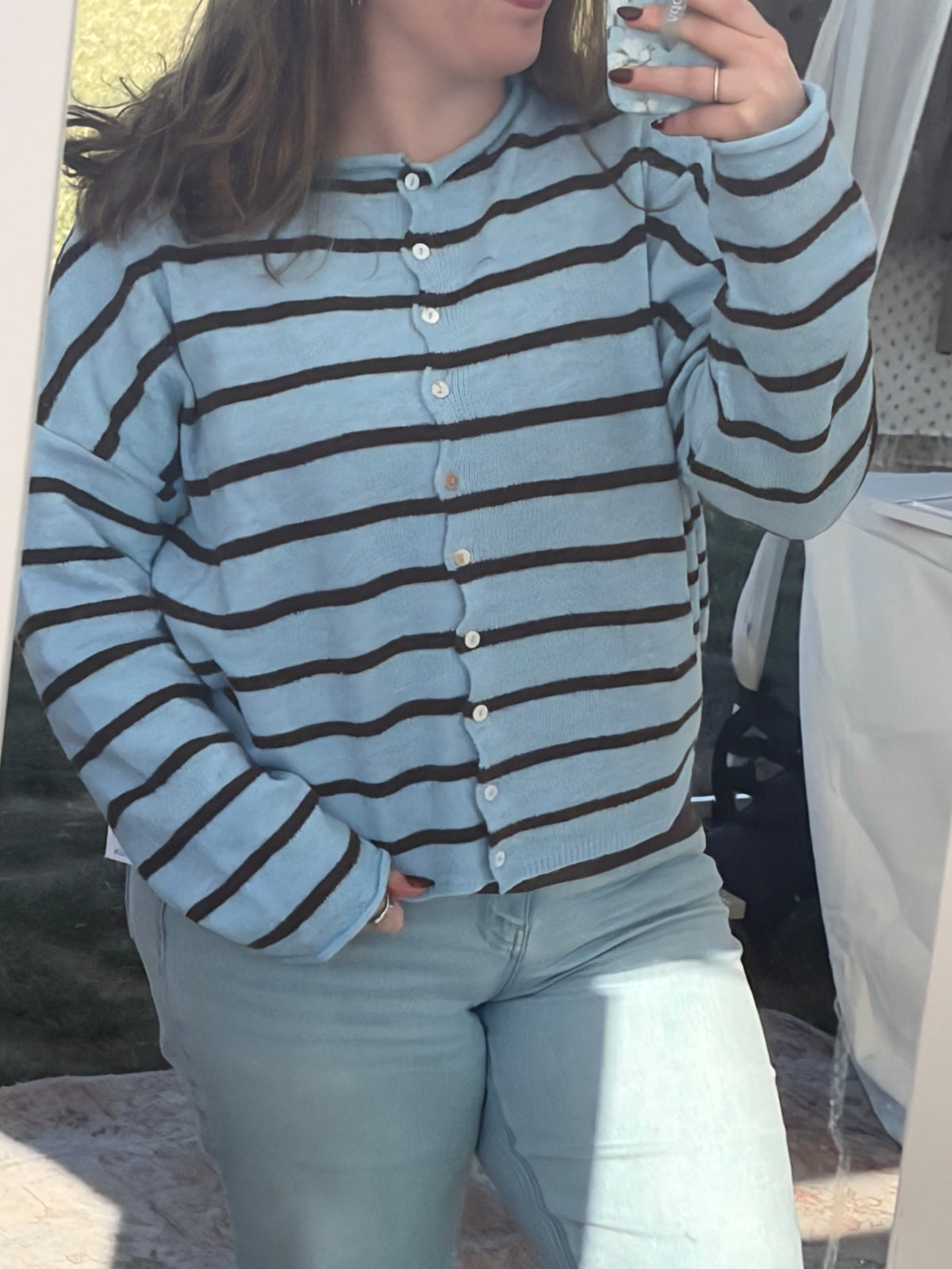 Piper Striped Blue + Brown Cardigan