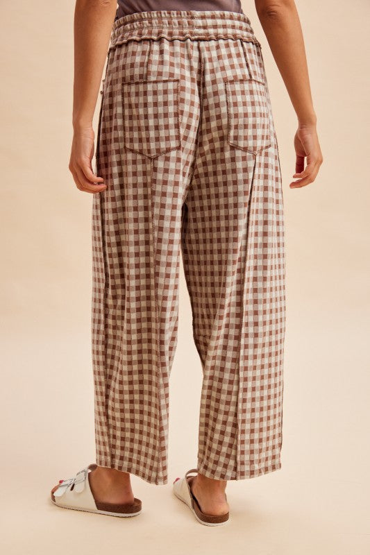 Gingham Comfort Barrel Pant