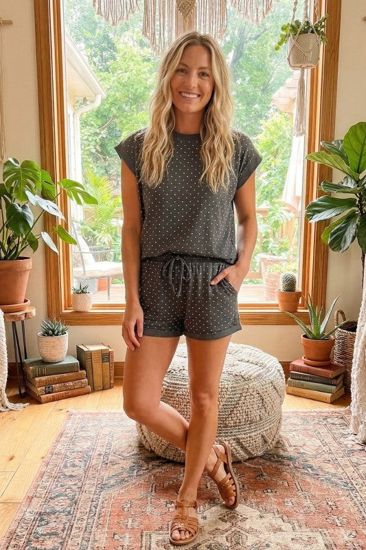 Charcoal Polka Dot Luxe Scuba Set