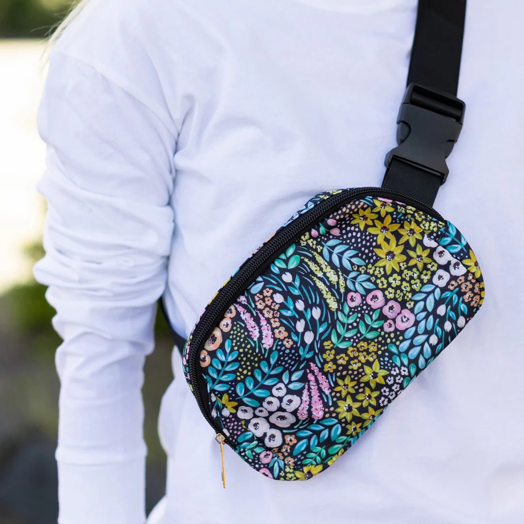 Black Floral Belt Bag - Mila Rose Boutique, LLC