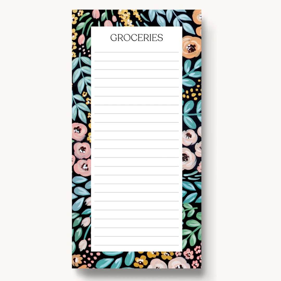 Black Floral Grocery Planner Pad - Mila Rose Boutique, LLC