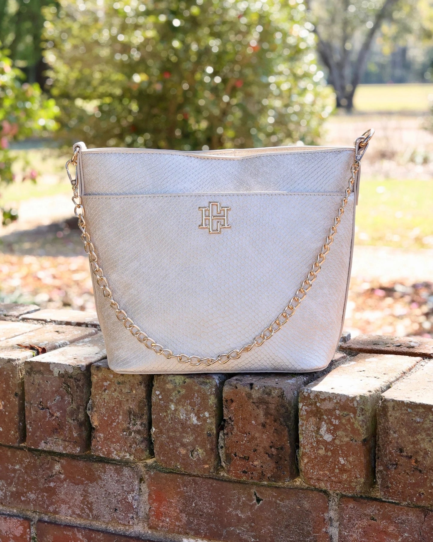 Brielle Bucket Bag: Shimmer Champagne - Mila Rose Boutique, LLC