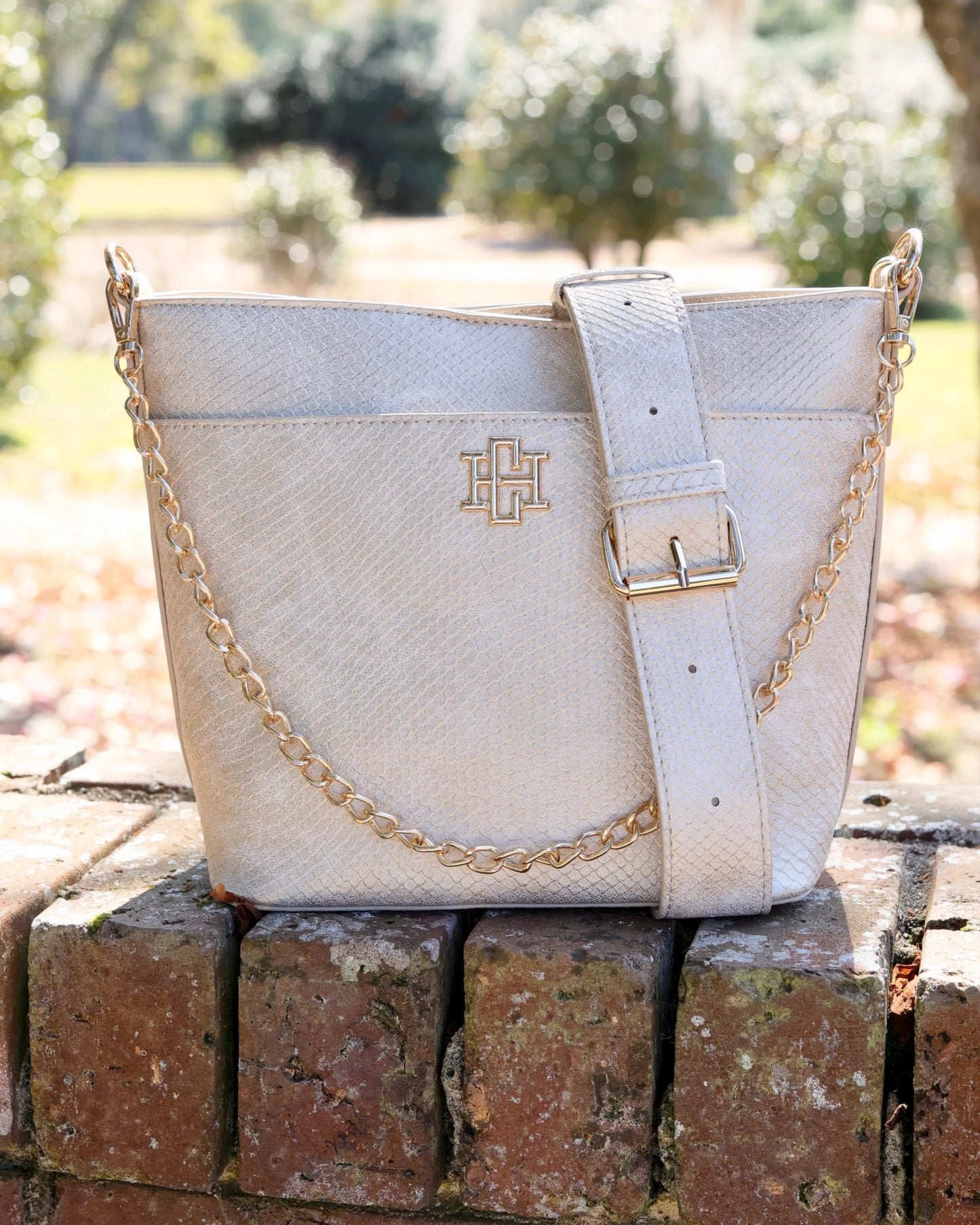 Brielle Bucket Bag: Shimmer Champagne - Mila Rose Boutique, LLC