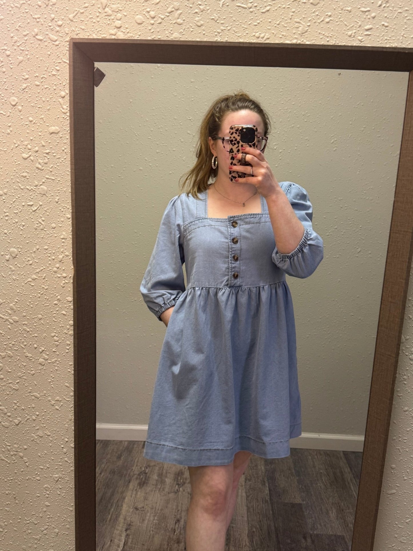Denim Empire Sleeve Dress - Mila Rose Boutique, LLC