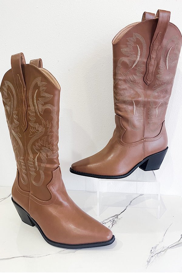Dolly Brown Western Boots - Mila Rose Boutique, LLC