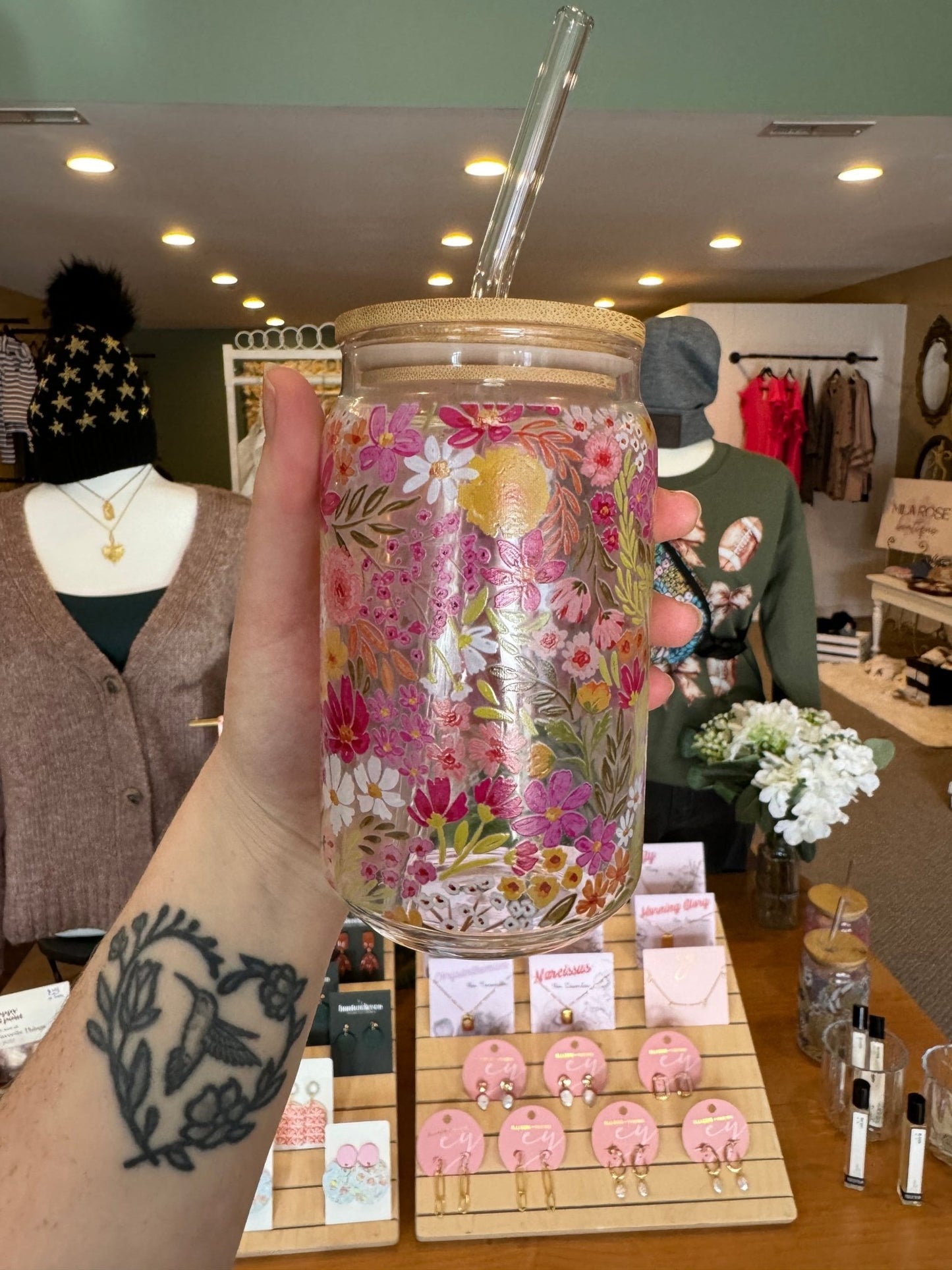 EBD Glass Cup w/ Straw - Mila Rose Boutique, LLC