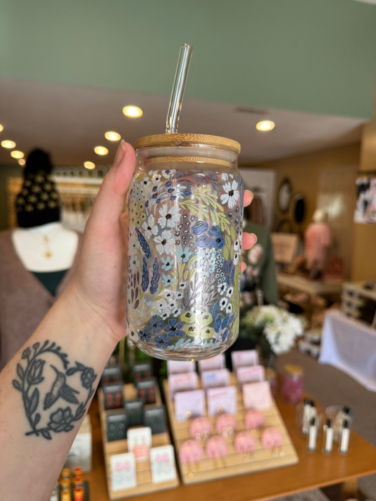 EBD Glass Cup w/ Straw - Mila Rose Boutique, LLC