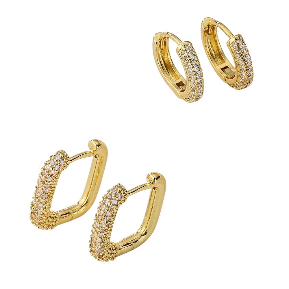 Gold Huggies w/ CZ Accents - Mila Rose Boutique, LLC