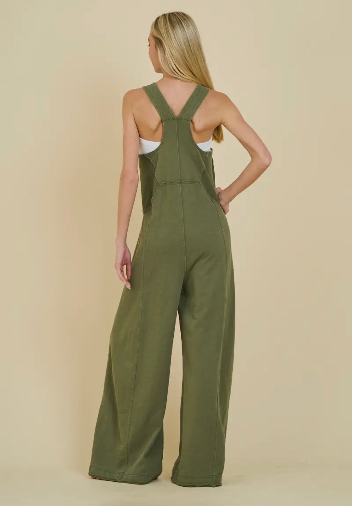 Olive Vintage Wash Jumpsuit *PREORDER* - Mila Rose Boutique, LLCOlive Vintage Wash Jumpsuit *PREORDER*Small