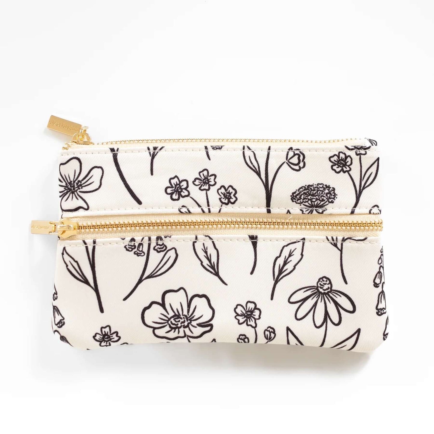 Pencil Pouch: Ivory Pressed Floral - Mila Rose Boutique, LLCPencil Pouch: Ivory Pressed Floral