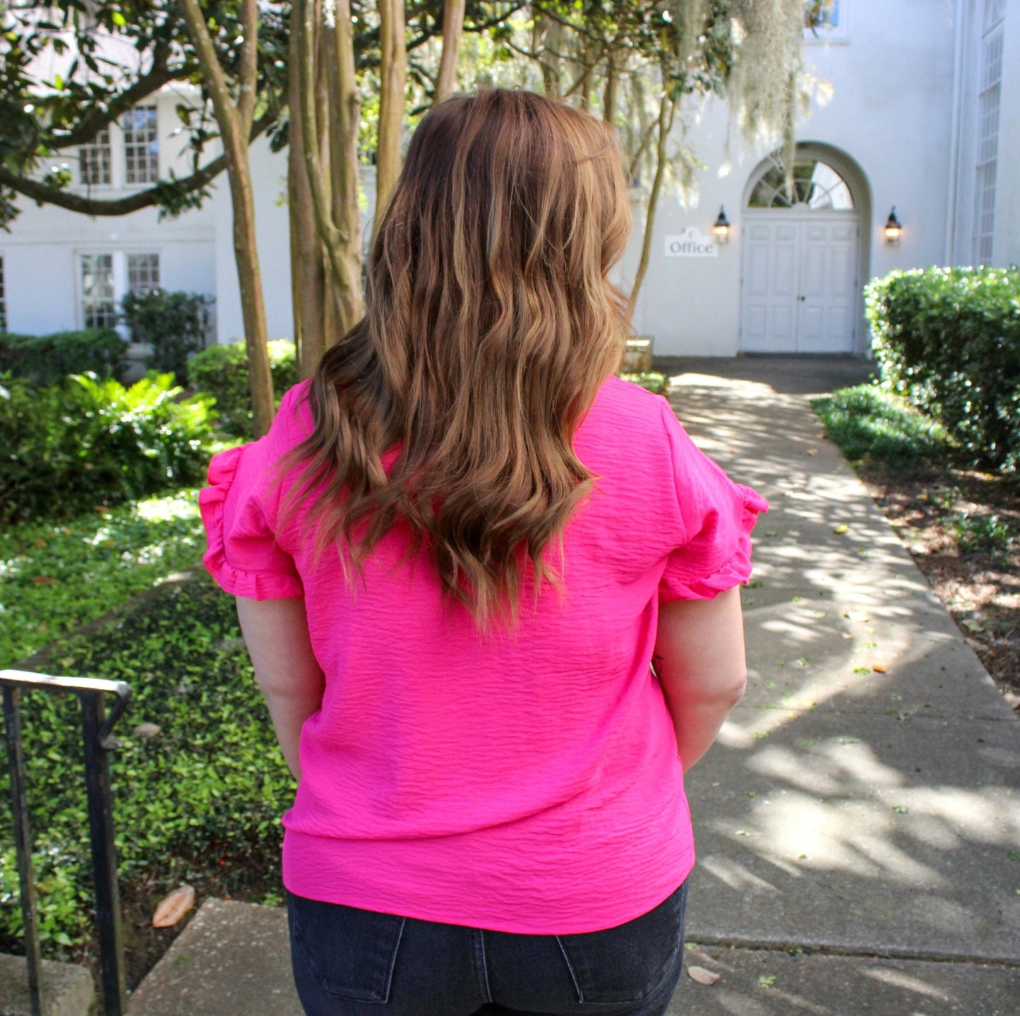 Pink Ruffle Top (Plus) - Mila Rose Boutique, LLC