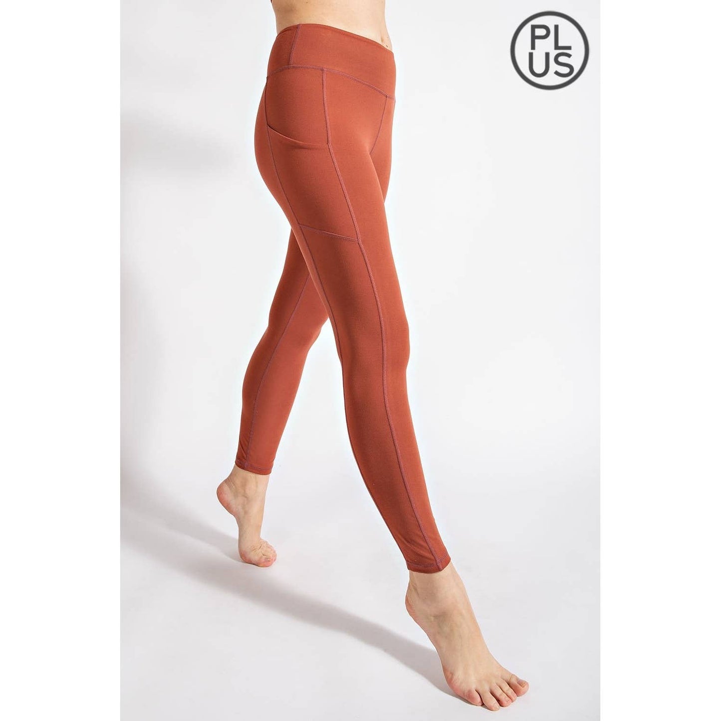 PLUS SIZE BUTTER BASIC LEGGINGS WITH POCKETS: Burgundy / 1X - Mila Rose Boutique, LLC