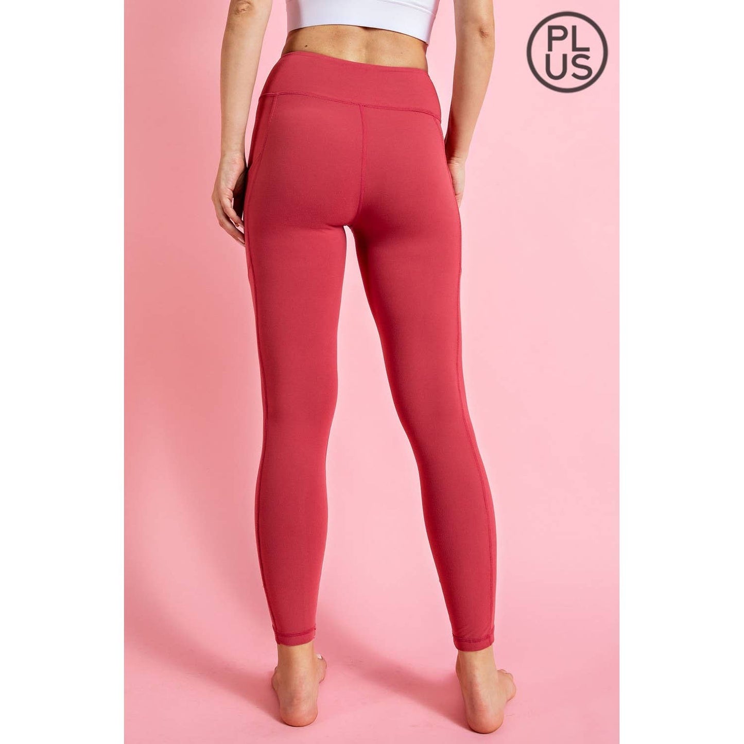 PLUS SIZE BUTTER BASIC LEGGINGS WITH POCKETS: Burgundy / 1X - Mila Rose Boutique, LLC