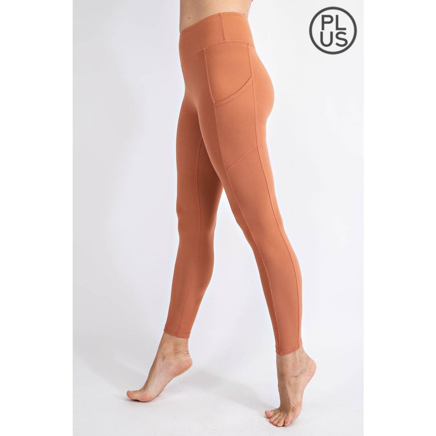 PLUS SIZE BUTTER BASIC LEGGINGS WITH POCKETS: Burgundy / 1X - Mila Rose Boutique, LLC