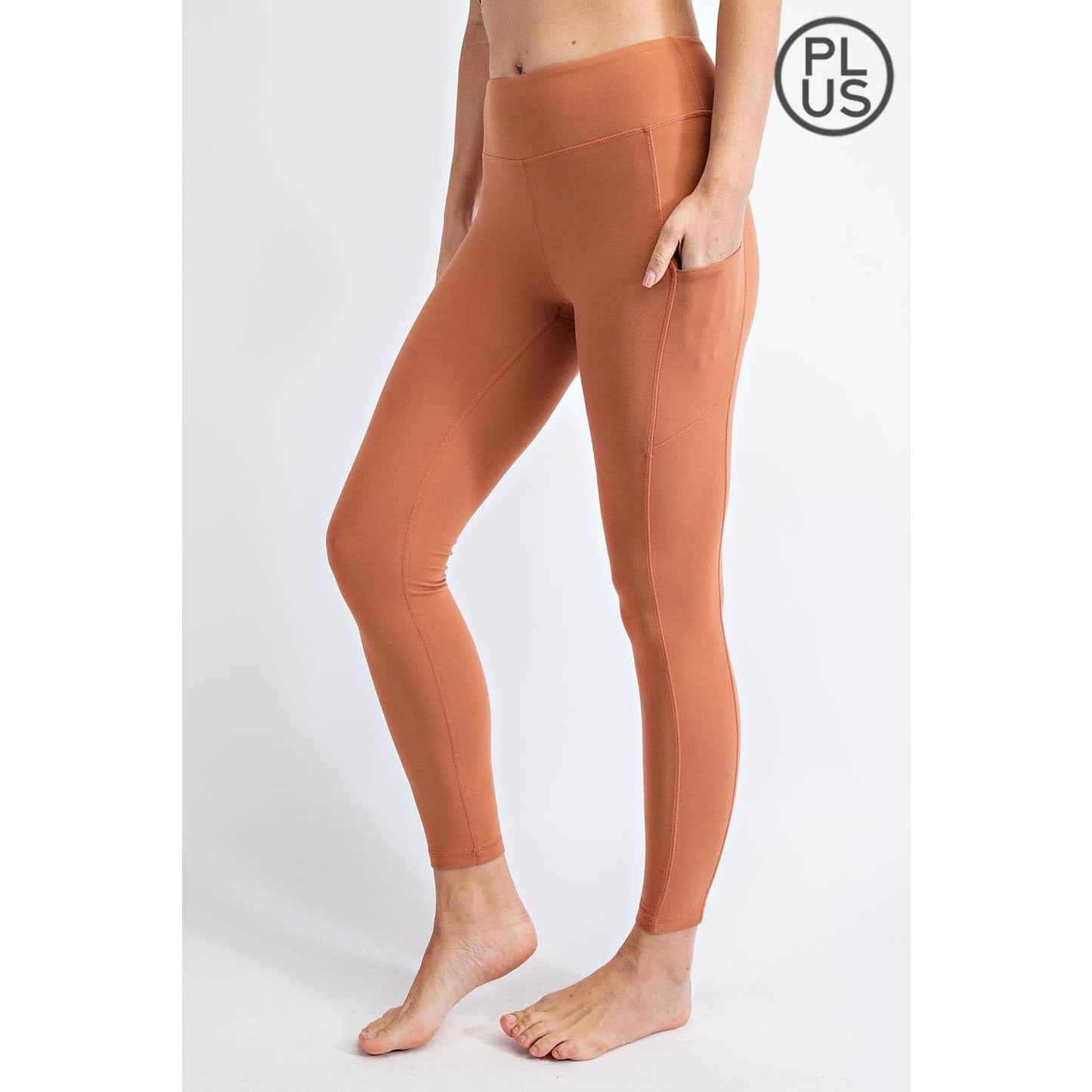 PLUS SIZE BUTTER BASIC LEGGINGS WITH POCKETS: Burgundy / 1X - Mila Rose Boutique, LLC