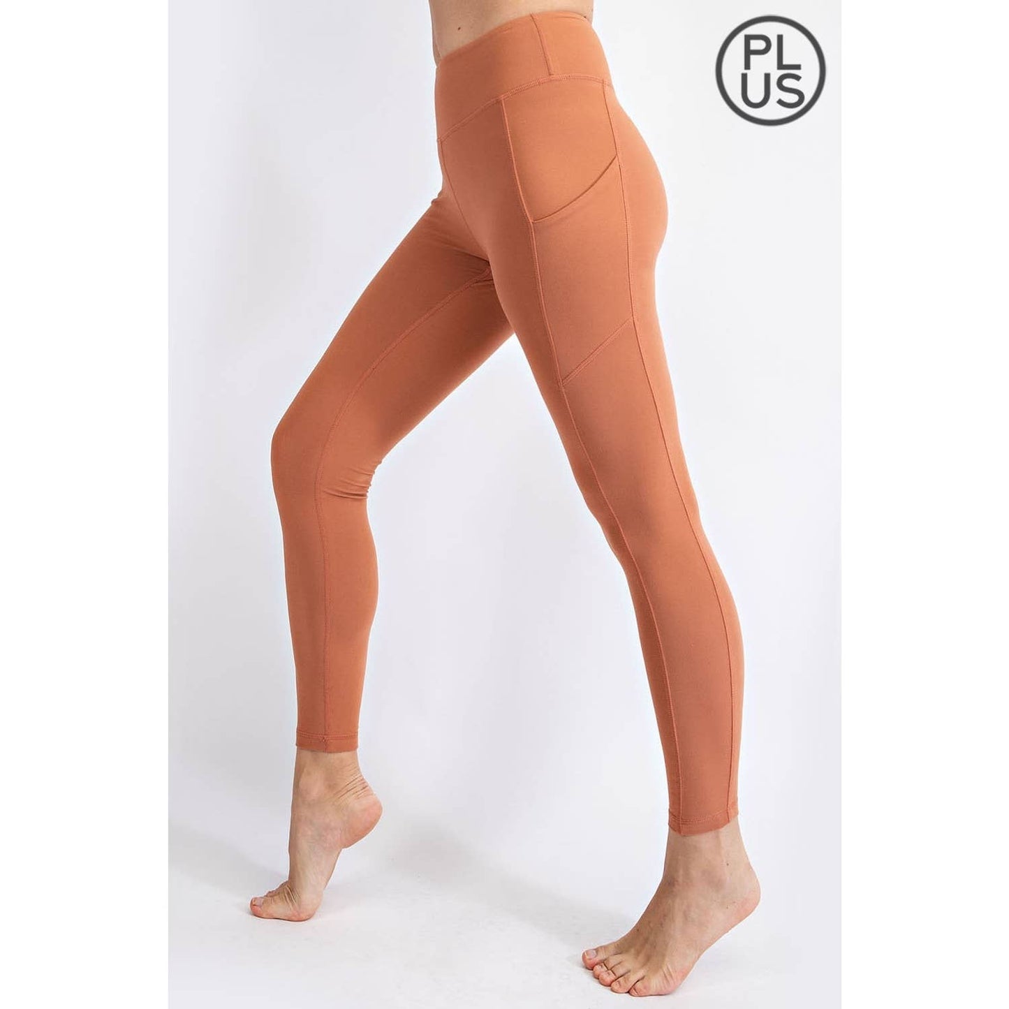 PLUS SIZE BUTTER BASIC LEGGINGS WITH POCKETS: Burgundy / 1X - Mila Rose Boutique, LLC