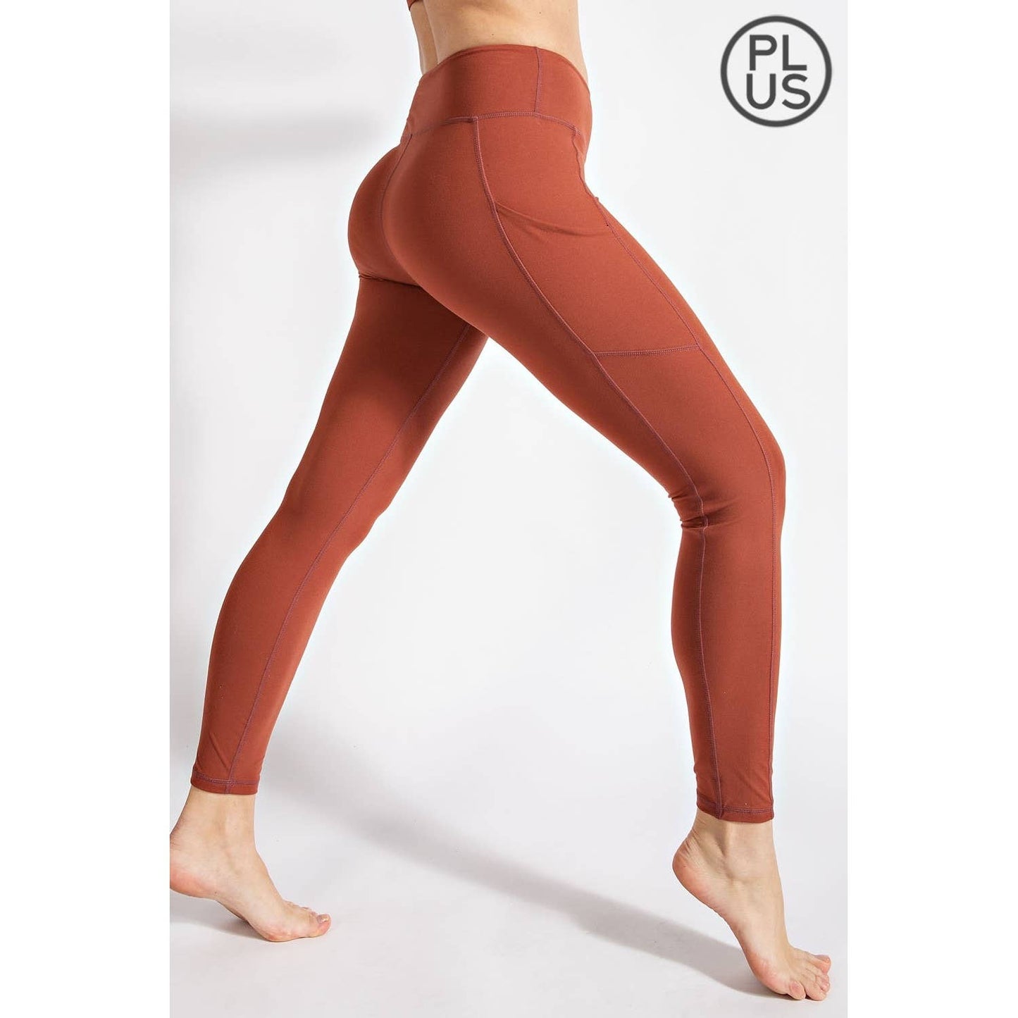 PLUS SIZE BUTTER BASIC LEGGINGS WITH POCKETS: Burgundy / 1X - Mila Rose Boutique, LLC
