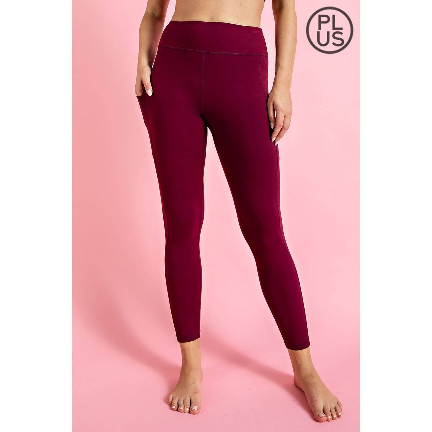 PLUS SIZE BUTTER BASIC LEGGINGS WITH POCKETS: Burgundy / 2X - Mila Rose Boutique, LLC