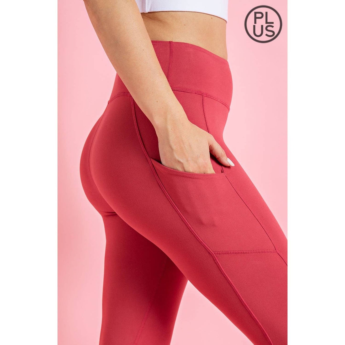 PLUS SIZE BUTTER BASIC LEGGINGS WITH POCKETS: Burgundy / 2X - Mila Rose Boutique, LLC