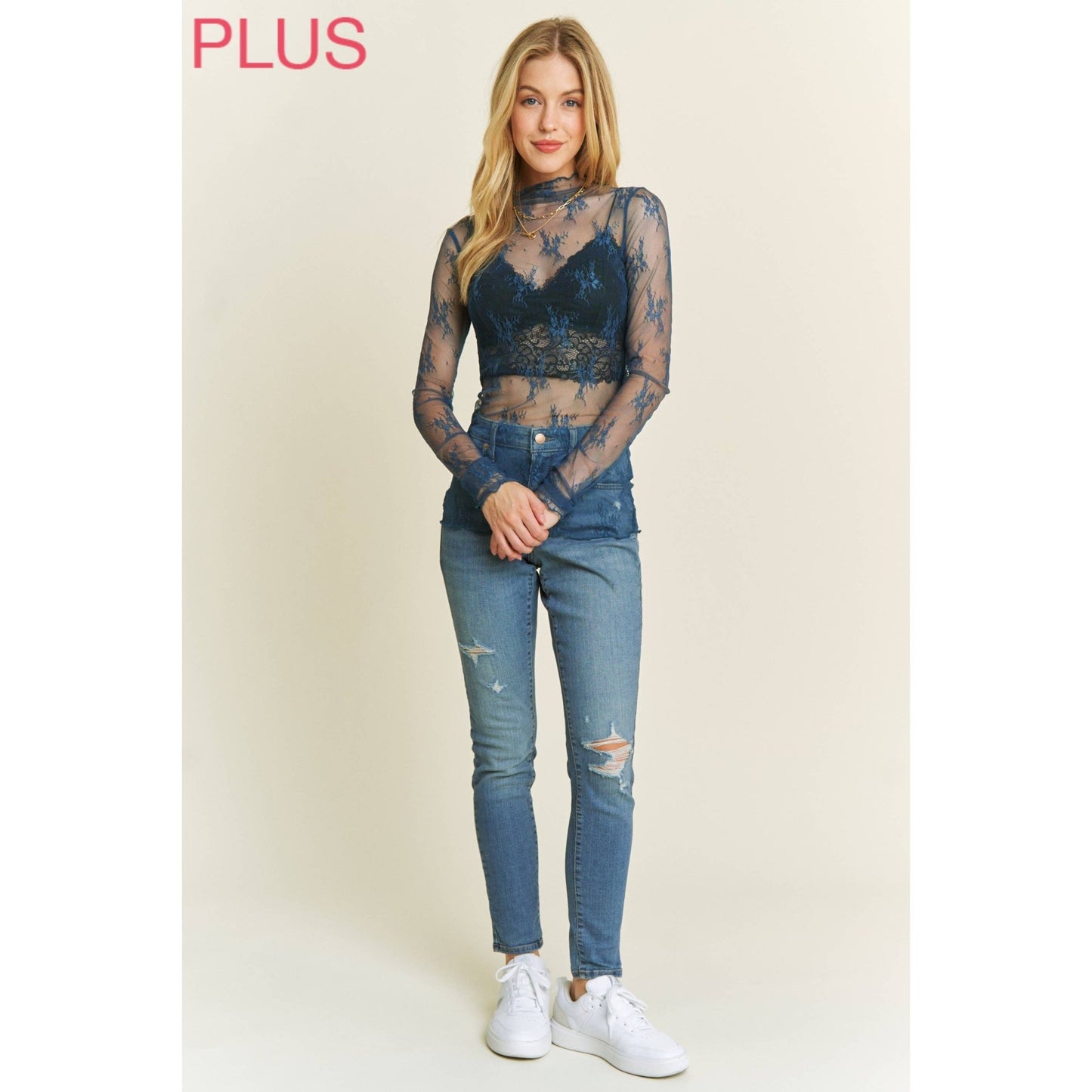 Plus White Sheer Lace Top - Mila Rose Boutique, LLC