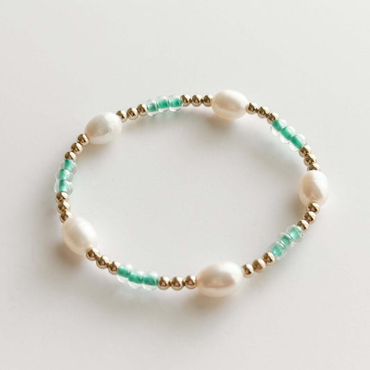 Teal Summer Days Lila Pearl Bracelet - Mila Rose Boutique, LLCTeal Summer Days Lila Pearl Bracelet