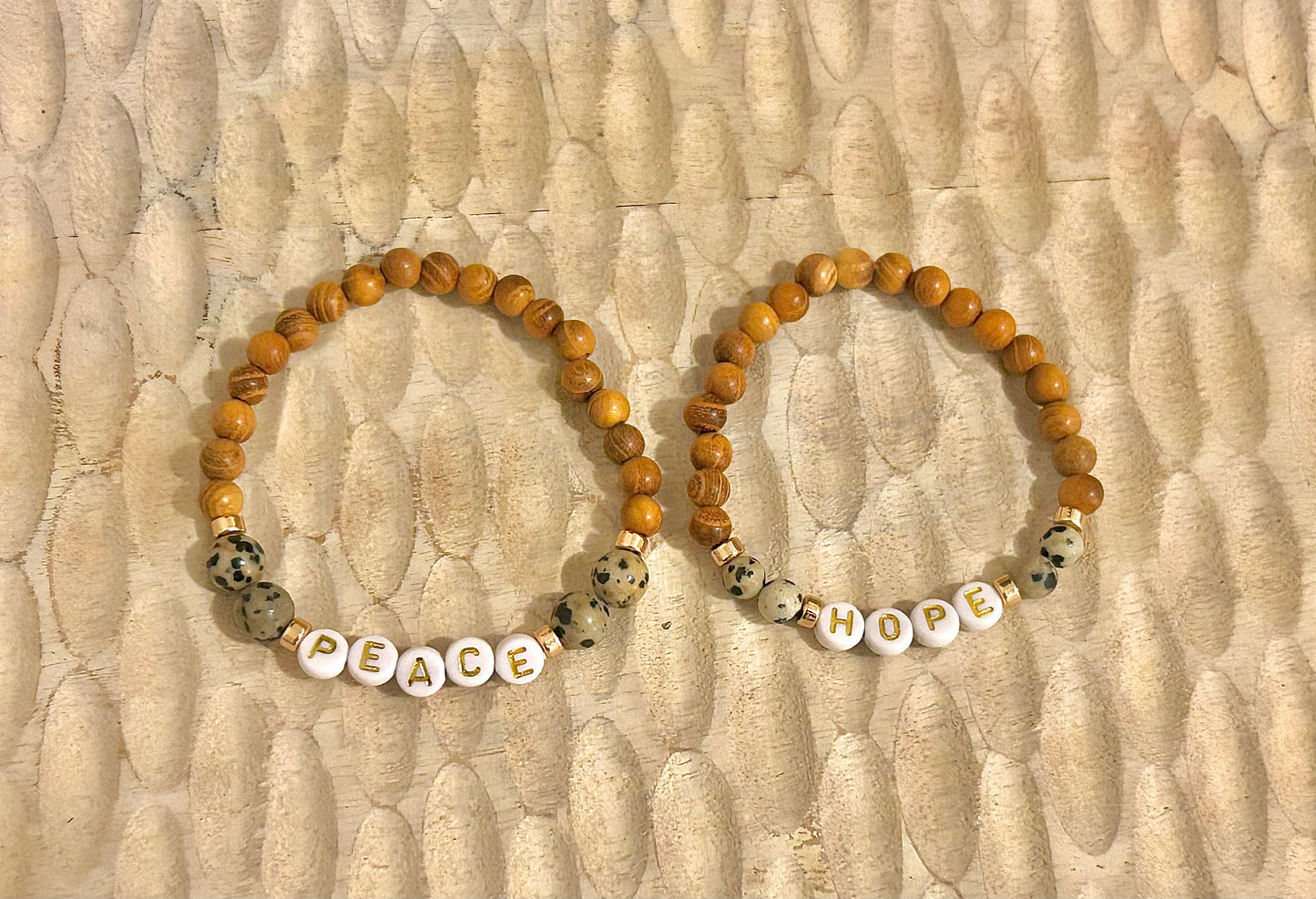 Wood Bead & Phrase Bracelet