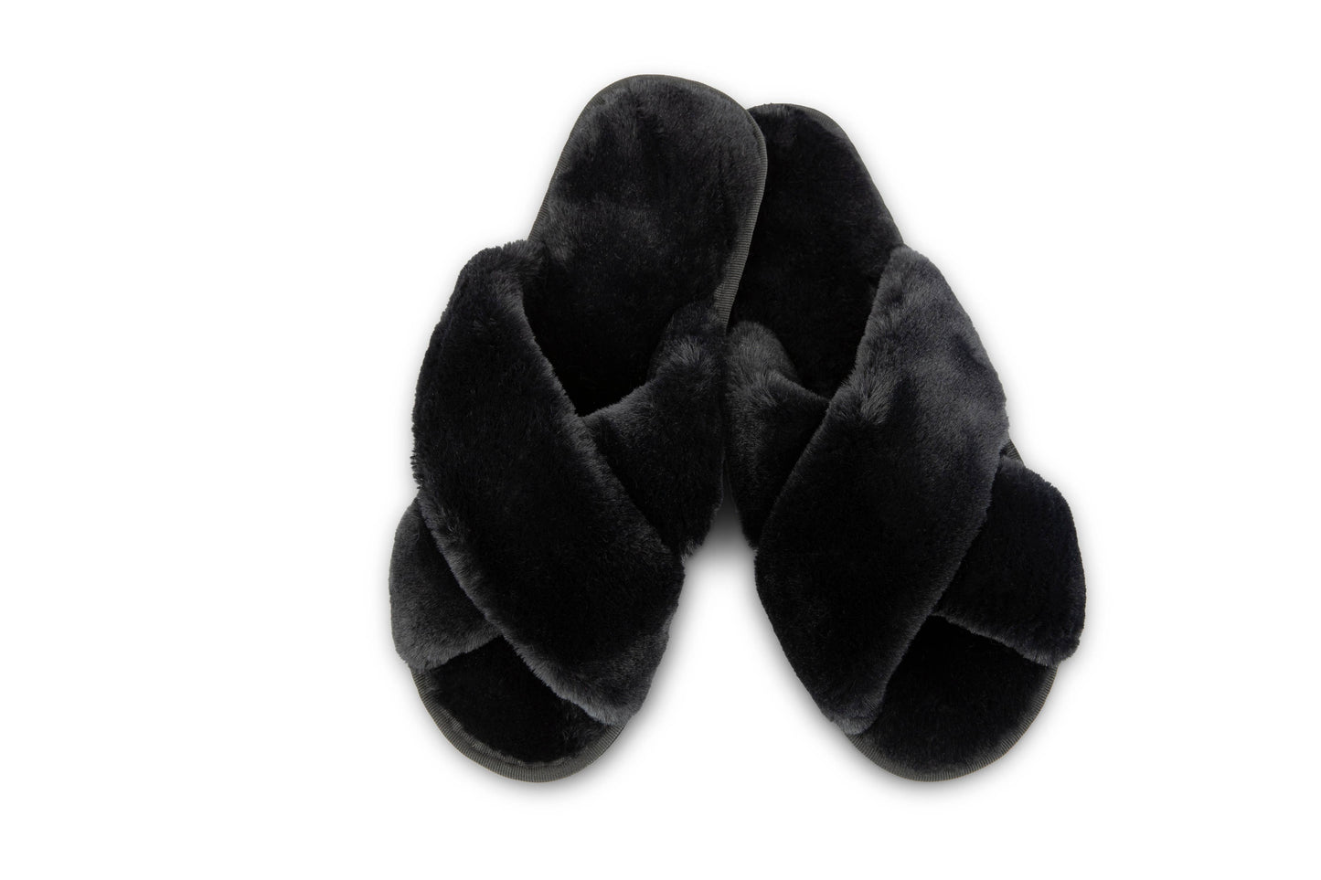 Plush Crossband Slide House Slippers: Small / White