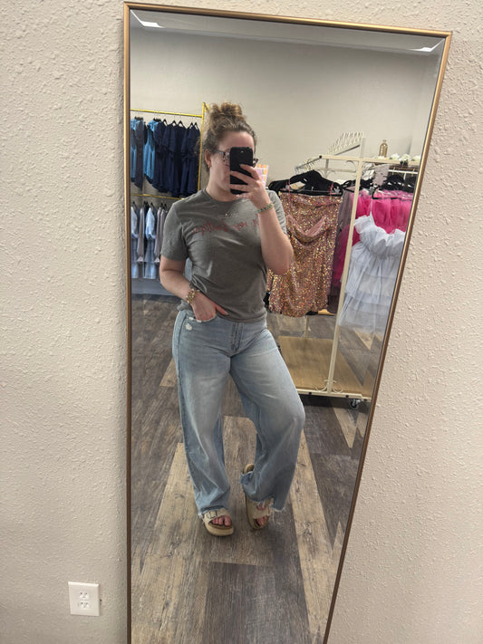 Vervet Wide Leg Raw Hem Jean