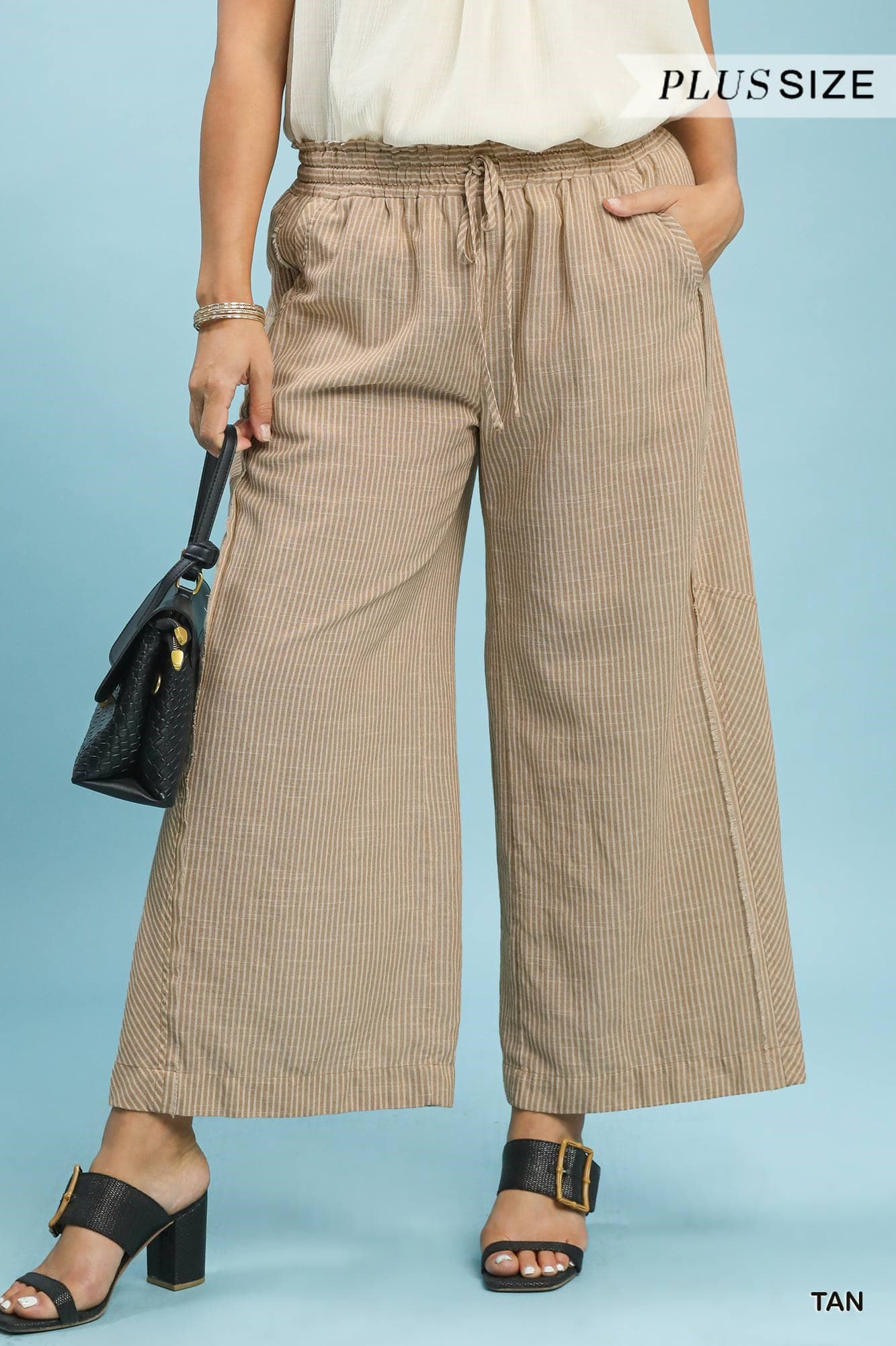Plus Linen Wide Leg Pants
