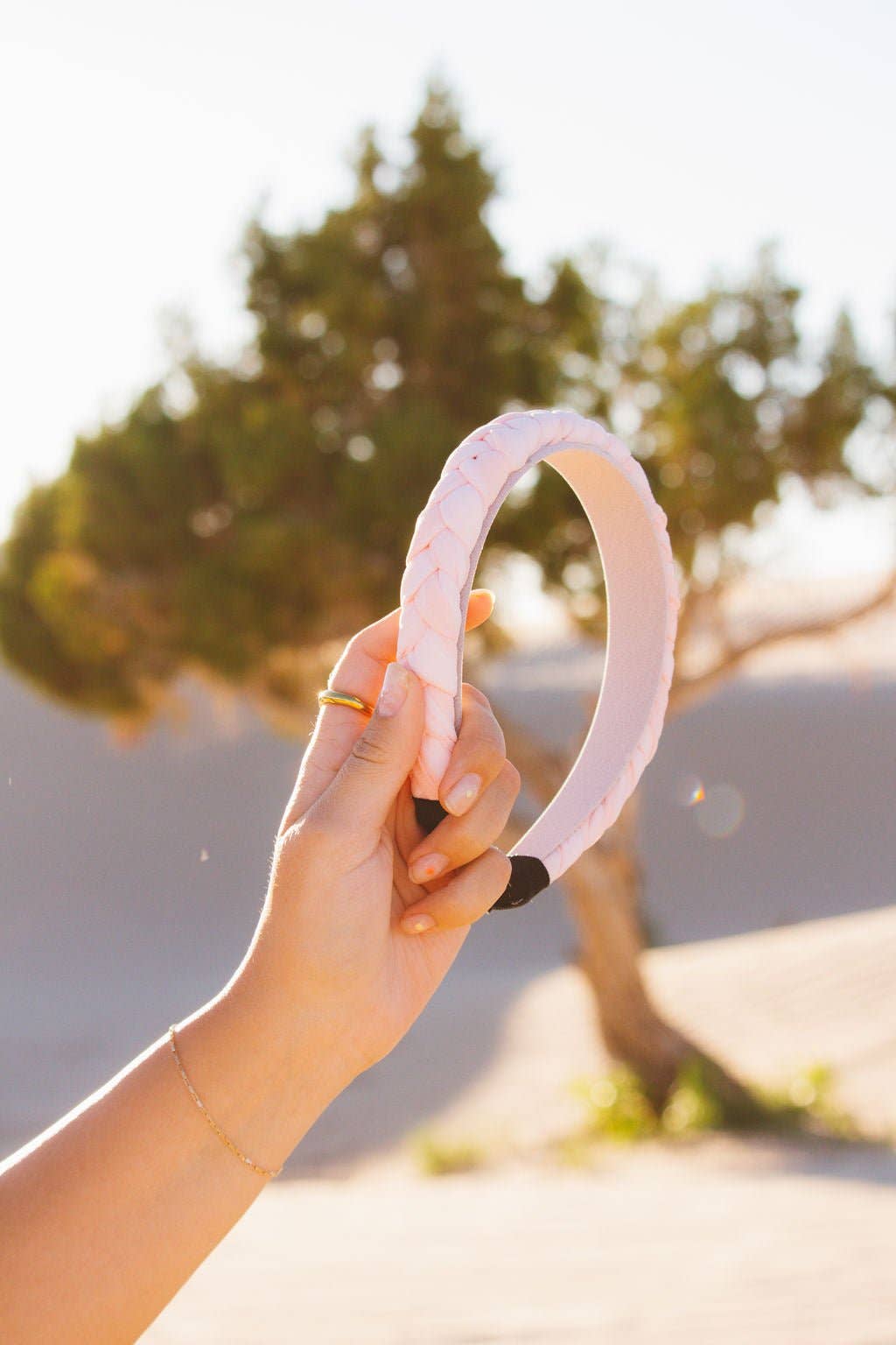 Braided Chiffon Headband - Multiple Colors: Peach