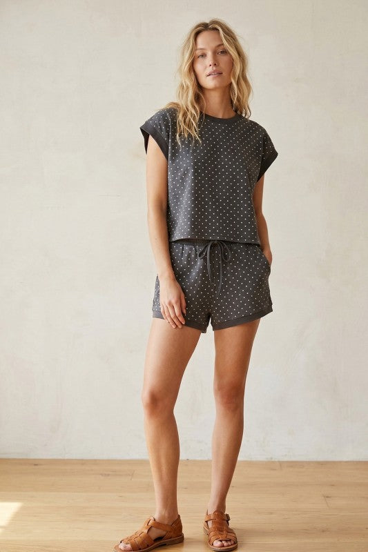 Charcoal Polka Dot Luxe Scuba Set