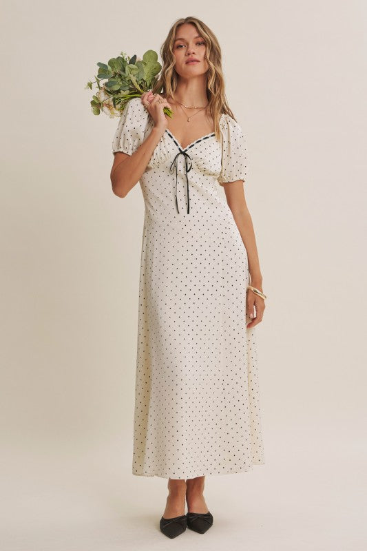 Polka Dot Satin Midi Dress