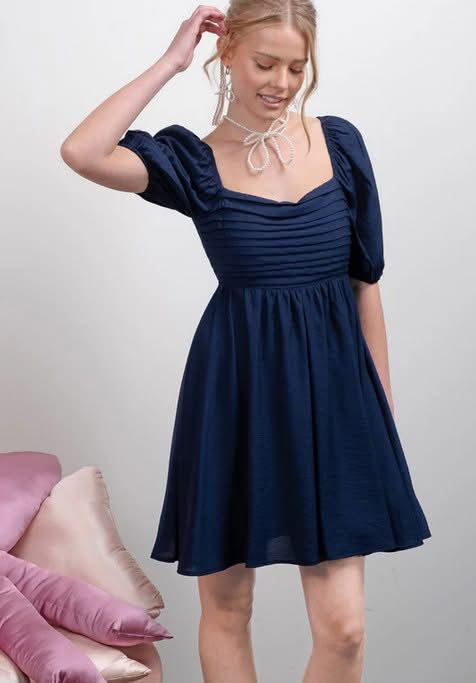 Navy Ruched Dress