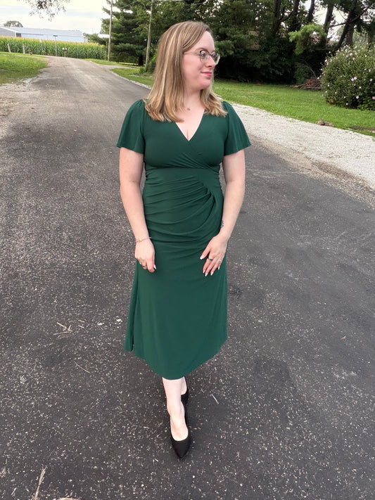 Emerald Midi Wrap Dress