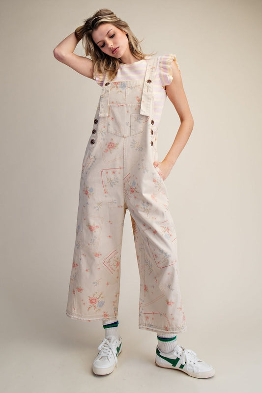 Easel Floral Overalls
