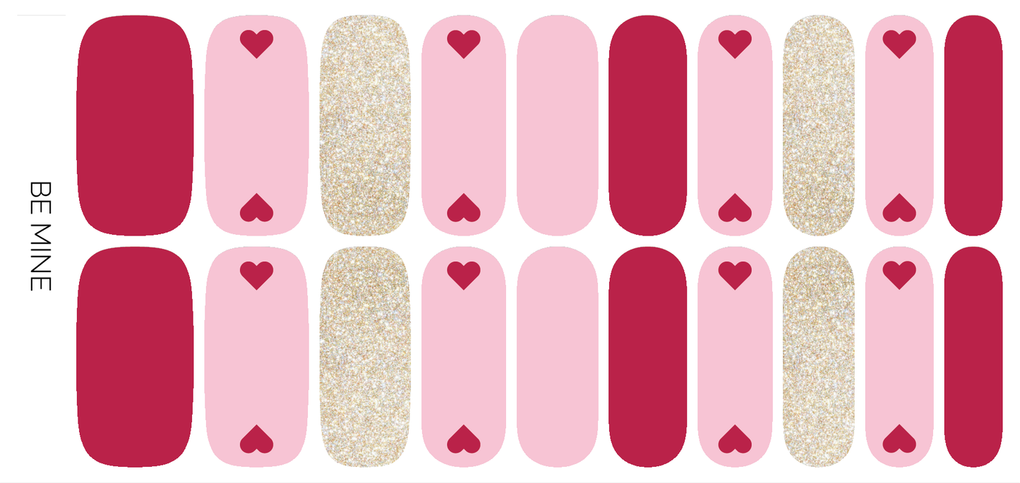 Be Mine | Pink Hearts Valentine's Day Nail Polish Wraps