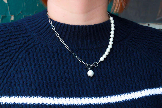 Faux Pearl & Silver Chain