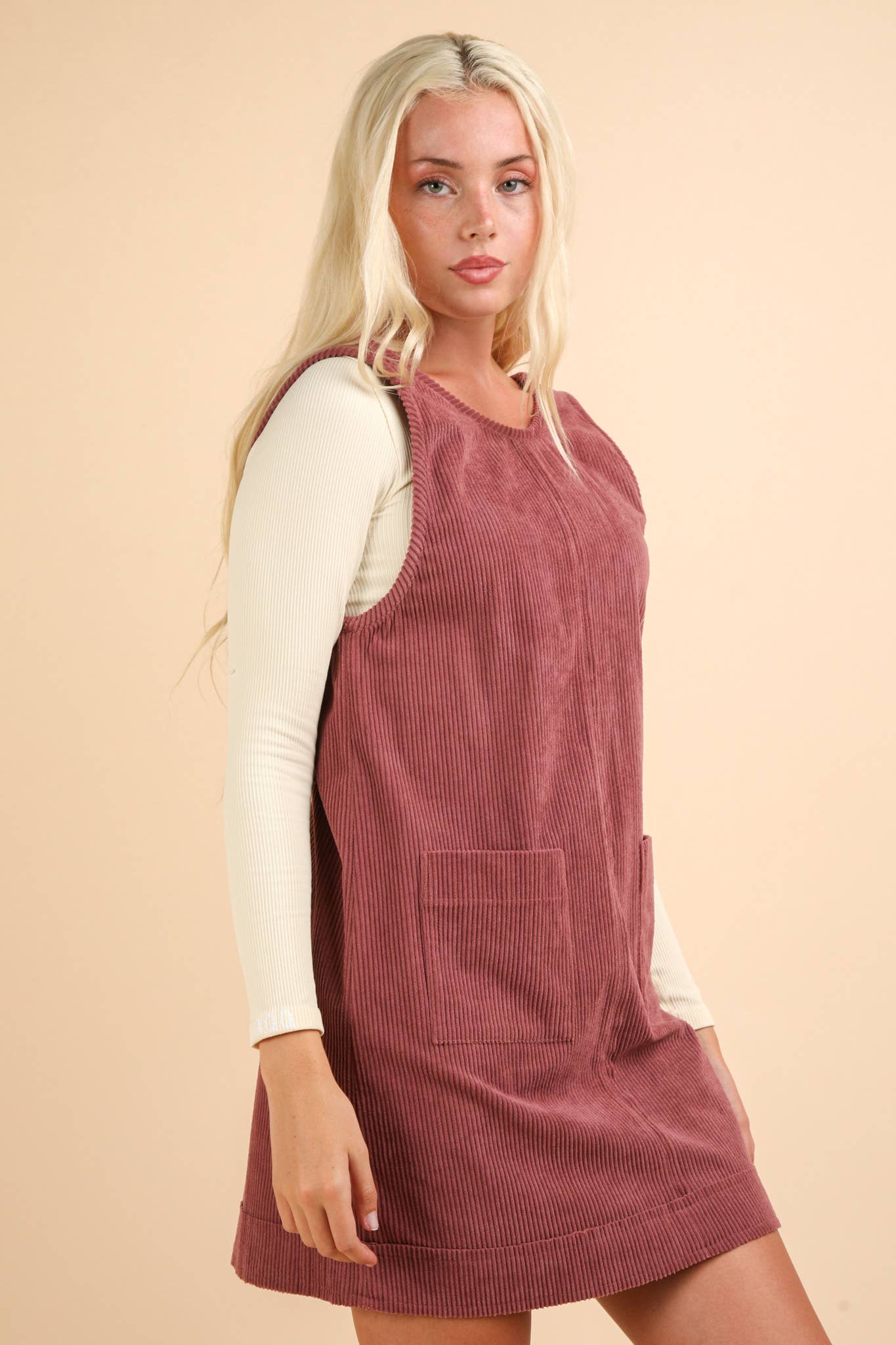 Corduroy Backless Casual Mini Dress