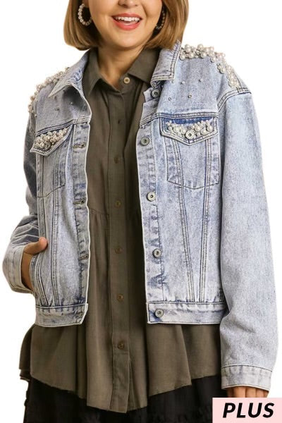 Pearl Studded Denim Jacket